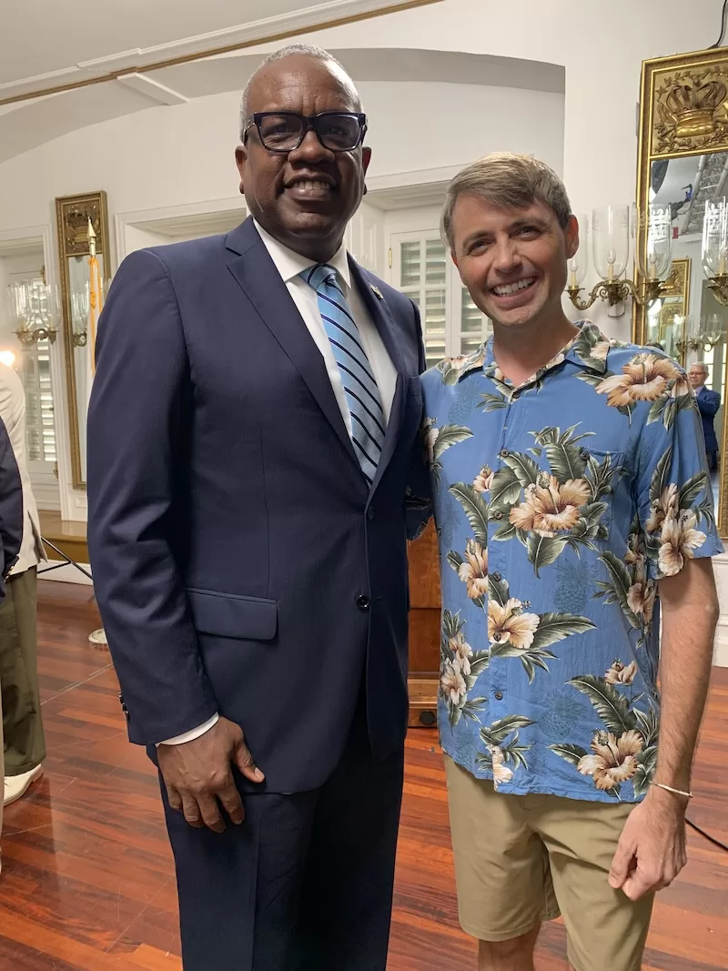 Writer Jesse Daley at an official reception on St. Croix, U.S. Virgin Islands