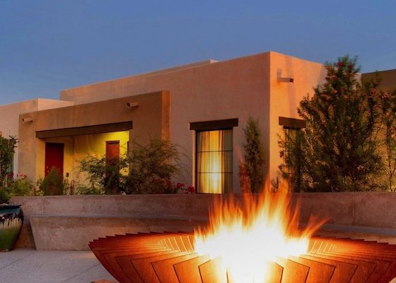 Casita and lit fire pit at dusk at Canyon Ranch Tucson, venue for Presidents' Week 2026